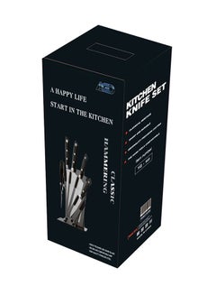 AGD 5-Piece Knives Set With Stand  Stainless Steel Black/Silver 17x36x15cm  - Image 3