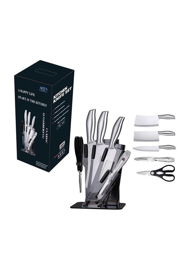 AGD - 5-Piece Knives Set With Stand Silver/Black 17x36x15cm - Image 1