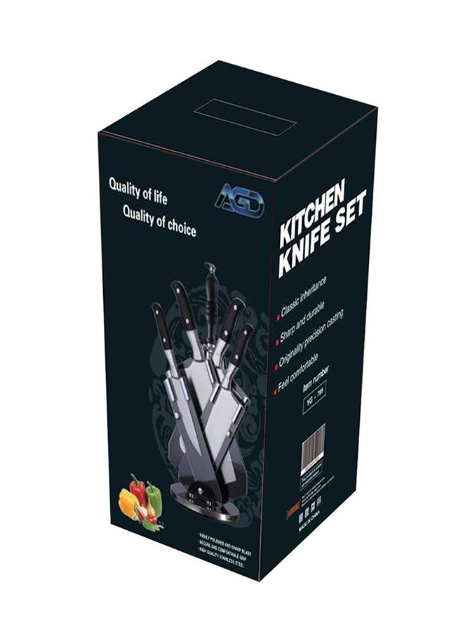 AGD 6-Piece Knives Set With Stand Silver/Black 17x36x15cm - Image 3