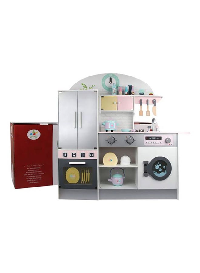 Wooden Authentic Detailing Rich Unique Design Pretend Kitchen Play Set 102.5x50.5x105cm  - Image 2