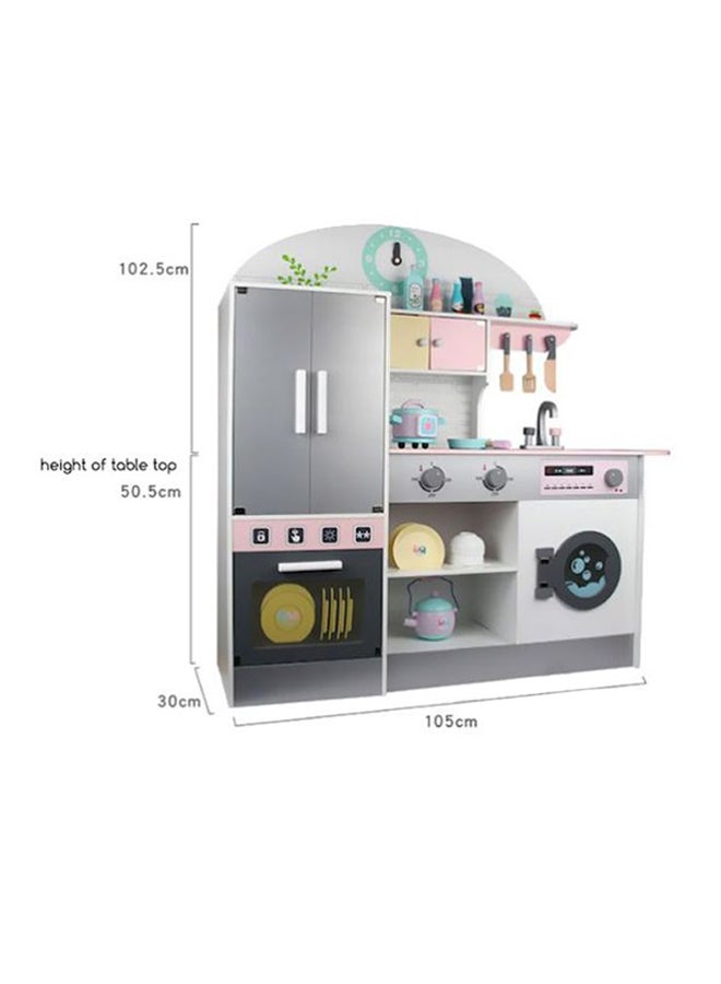 Wooden Authentic Detailing Rich Unique Design Pretend Kitchen Play Set 102.5x50.5x105cm  - Image 3