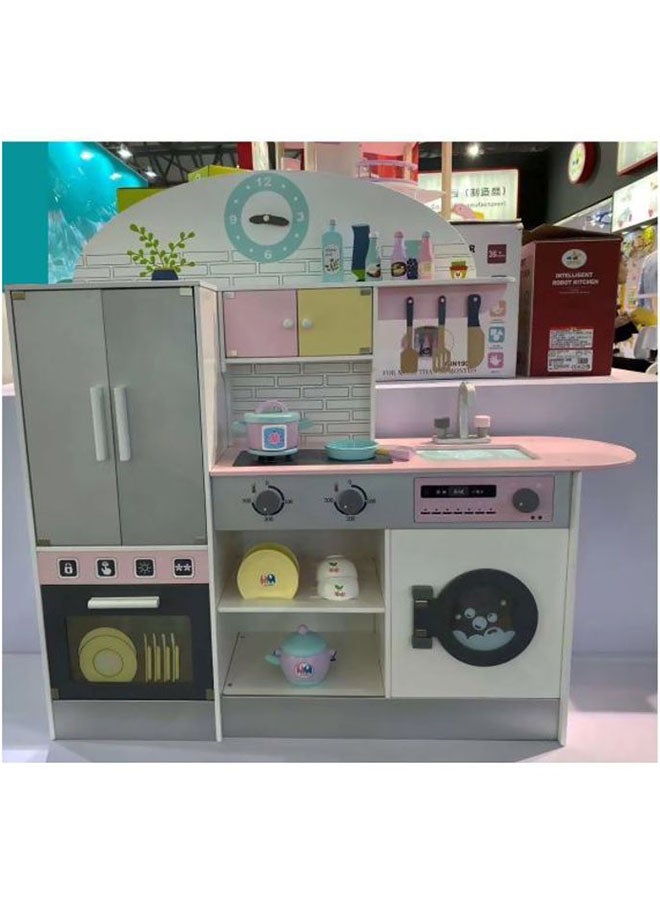 Wooden Authentic Detailing Rich Unique Design Pretend Kitchen Play Set 102.5x50.5x105cm  - Image 5