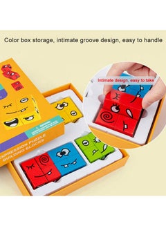 Wooden Face-Changing Expressions Matching Cube Blocks Educational Game Montessori Toy For Kids 20x20x3.5cm - v1628426160/N39928963A_4