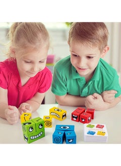 Wooden Face-Changing Expressions Matching Cube Blocks Educational Game Montessori Toy For Kids 20x20x3.5cm - v1628426160/N39928963A_5