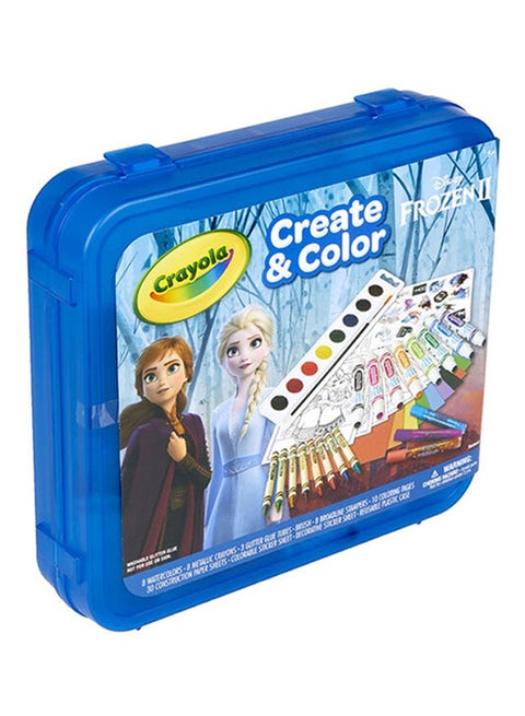 Frozen II - Create And Colour Kit With 70 Art Supplies In A Storage Case For Kids 2.25x10.75x10inch