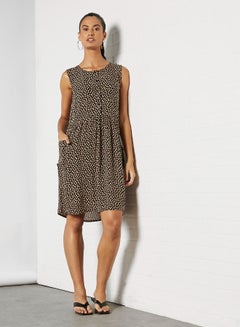 OFFROAD Casual Printed Scoop Neck Dress AOP Black  - Image 3