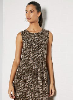 OFFROAD Casual Printed Scoop Neck Dress AOP Black  - Image 4