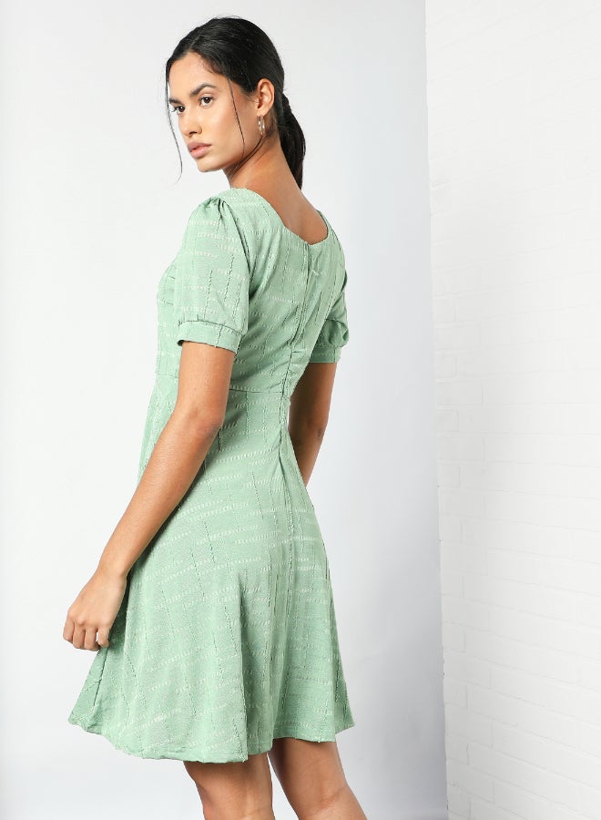 DRIP - Square Neck Mini Dress Green - Image 1