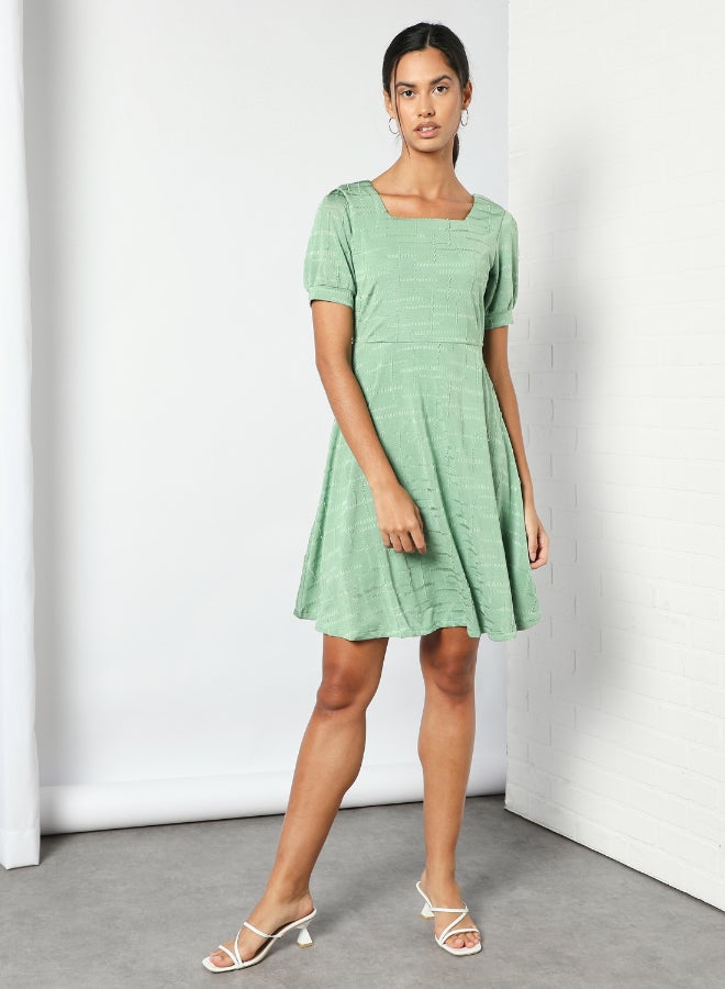 DRIP - Square Neck Mini Dress Green - Image 1
