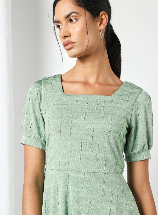 DRIP - Square Neck Mini Dress Green - Image 1