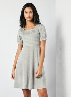 Square Neck Mini Dress Grey