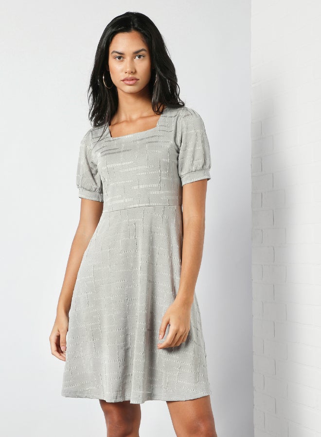 DRIP - Square Neck Mini Dress Grey - Image 1