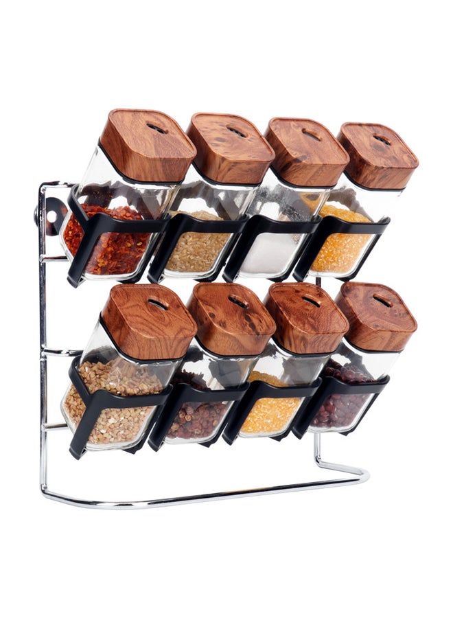 ALMUFARREJ 8-Piece Spice Bottle Set Brown 30 x 28 x 12cm - Image 2