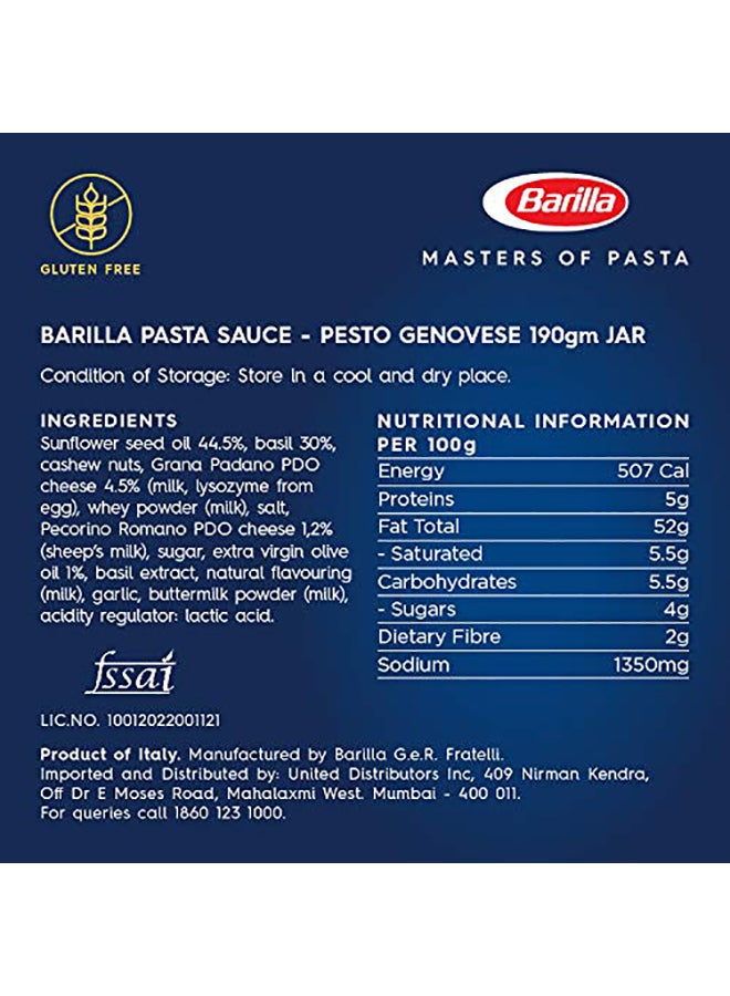 Barilla - Pesto Genovese Pasta Sauce With Fresh Italian Basil 190grams - Image 1