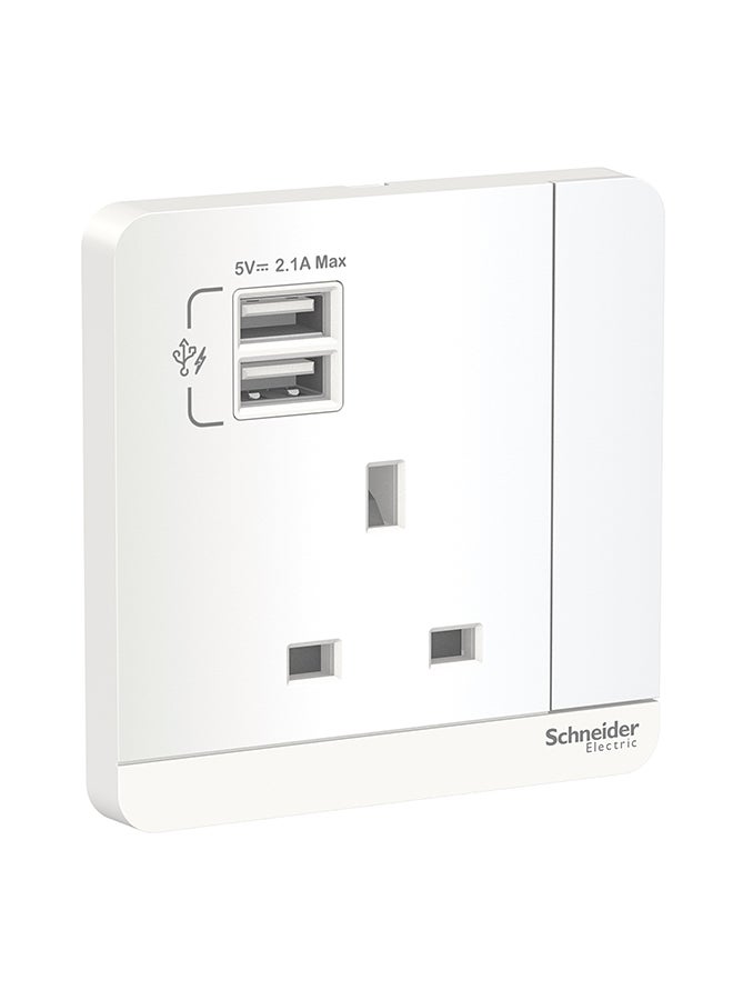 Schneider Electric 3P & 13A 2 Usb With Switched Socket White 3.17cm