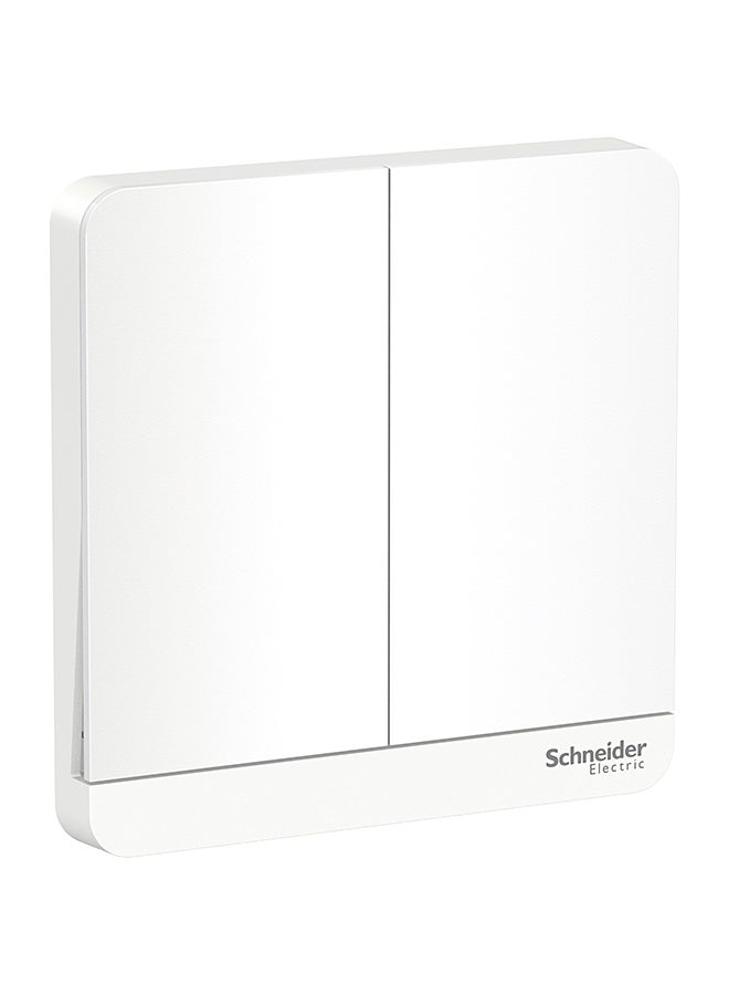 Schneider Electric 16Ax 1 Way 2 Gang Plate Switch White 3.4cm