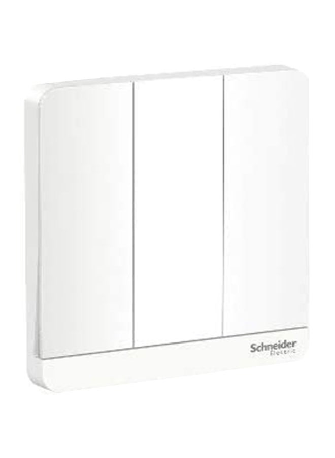Schneider Electric 16Ax 2 Way Plate Switch 3 Gang White 3.4cm
