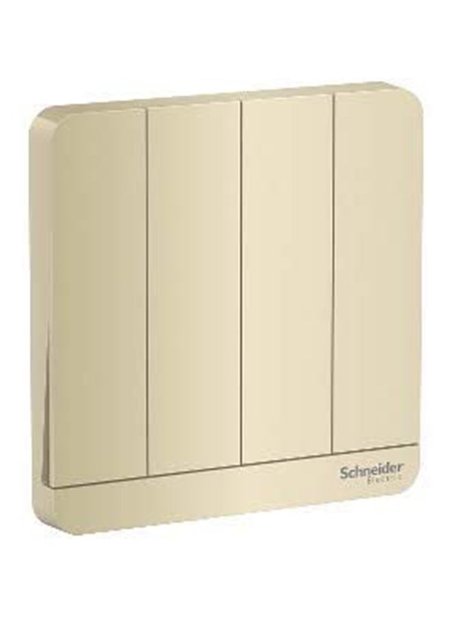 Schneider Electric 4 Gang  1 Way 16Ax Plate Switch Gold 3.4cm