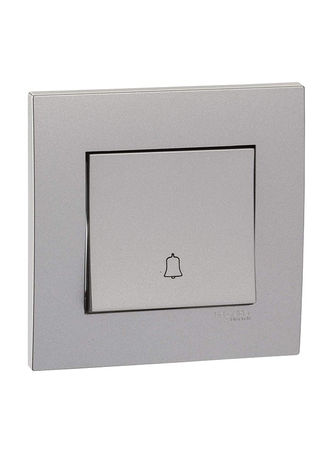 Schneider Electric - 1-Gang Vivace Retractive Door Bell Switch with Symbol 2 Way 10A Aluminium Silver - Image 1