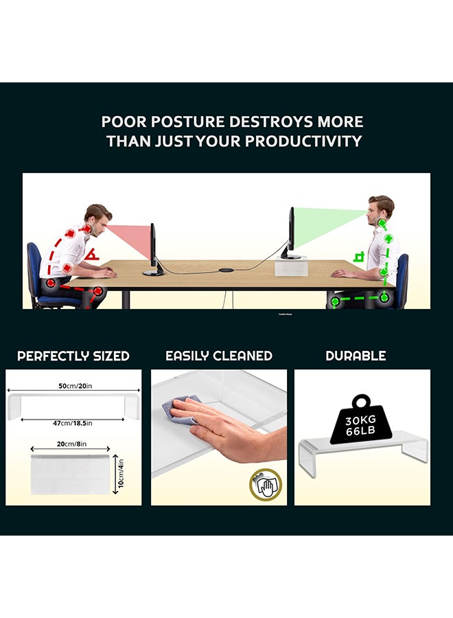 Creative Planet Premium Acrylic Monitor With Built In Mobile Phone Stand Clear Clear - Image 3