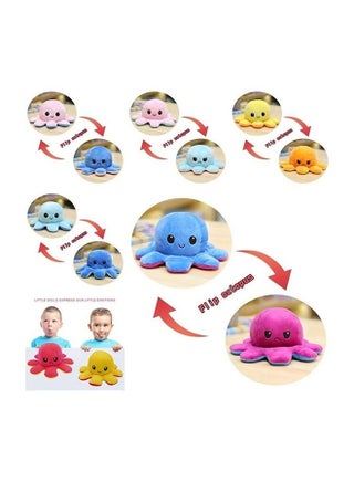 Non-Toxic Soft Double-Sided Flip Octopus Plush Toys With Different Expression On Both Side 20x10x10cm - view 3