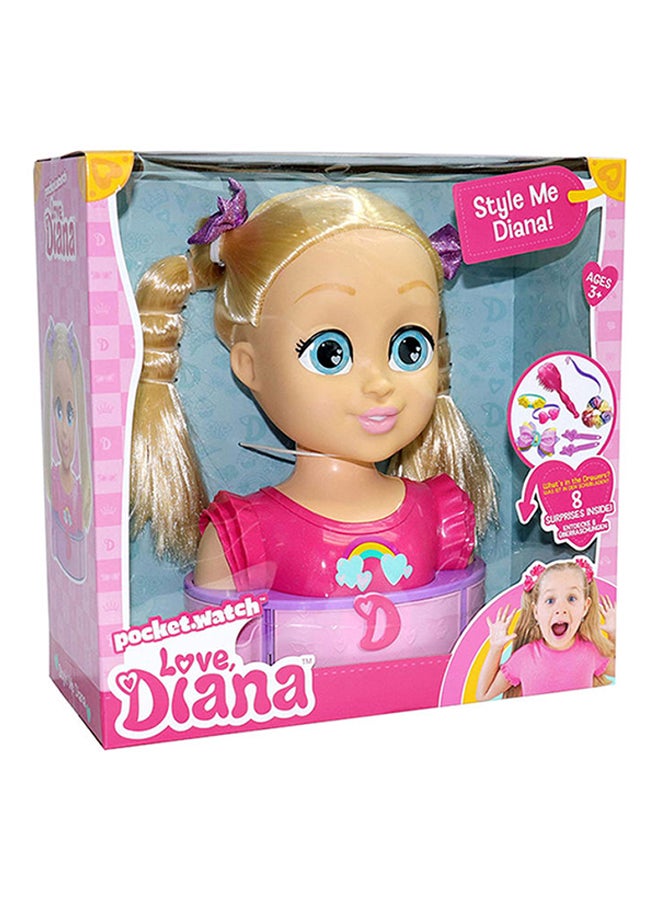 Love Diana Deluxe Styling Battery-Operated Head With 8 Surprises For Kids, Multicolour 30cm  - Image 2