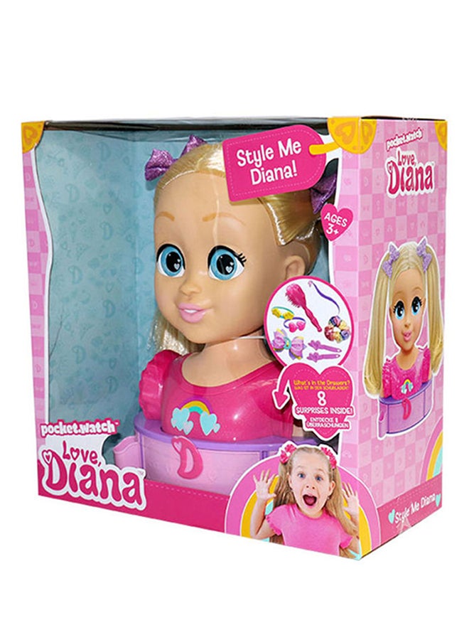 Love Diana Deluxe Styling Battery-Operated Head With 8 Surprises For Kids, Multicolour 30cm  - Image 3