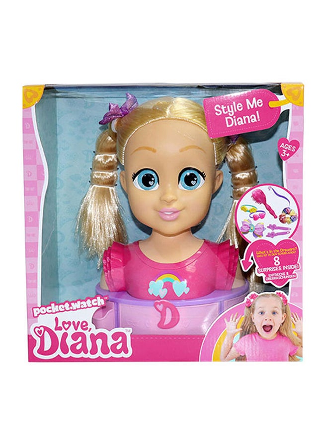 Love Diana Deluxe Styling Battery-Operated Head With 8 Surprises For Kids, Multicolour 30cm  - Image 1