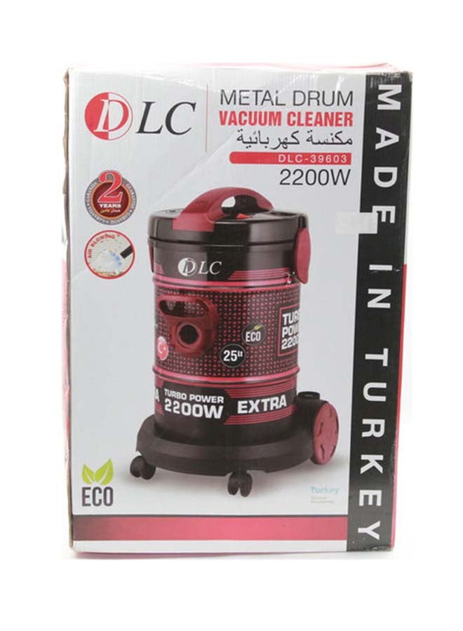 DLC Metal Drum Vacuum Cleaner 25 L 2200 W DLC-39603 Black/Red - Image 2