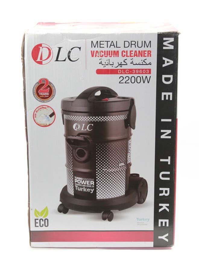دي إل سي  مكنسة كهربائية بأسطوانة معدنية 25 L 2200 W DLC-39604 أسود/أبيض  - Image 2