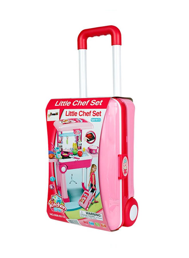 Chamdol - Little Chef 2 In 1 Pretend Play Luggage Kitchen Cook Set With Lights And Sound 53x24.5x63cm - Image 1