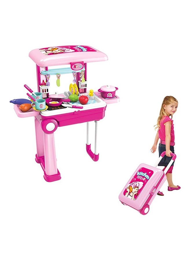 Chamdol - Little Chef 2 In 1 Pretend Play Luggage Kitchen Cook Set With Lights And Sound 53x24.5x63cm - Image 1
