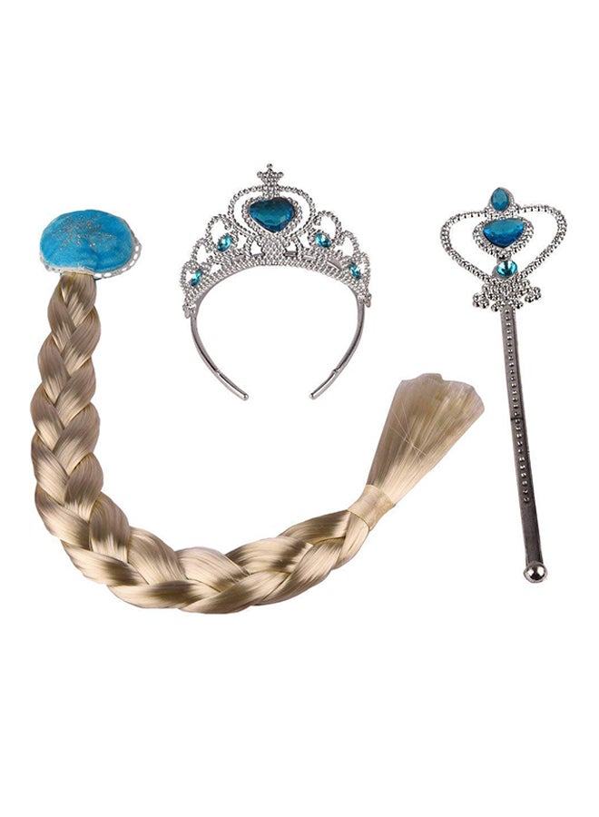 3-Pieces Set Frozen Elsa Cosplay Tiara Girl Hair Accessories Set Crown Wig Wand - v1628495950/N23931217A_1