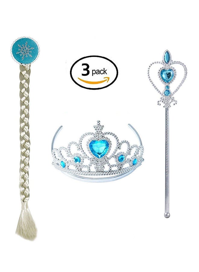 3-Pieces Set Frozen Elsa Cosplay Tiara Girl Hair Accessories Set Crown Wig Wand - v1628495950/N23931217A_5