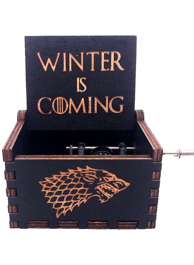 يونيك - صندوق موسيقى خشبي صغير بتصميم كلاسيكي رائع بمقبض يدوي مزين اسم سلسلة "Game Of Thrones" - Image 1