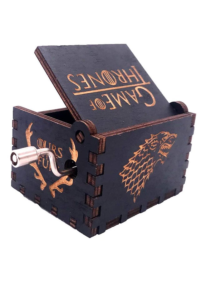 يونيك - صندوق موسيقى خشبي صغير بتصميم كلاسيكي رائع بمقبض يدوي مزين اسم سلسلة "Game Of Thrones" - Image 1