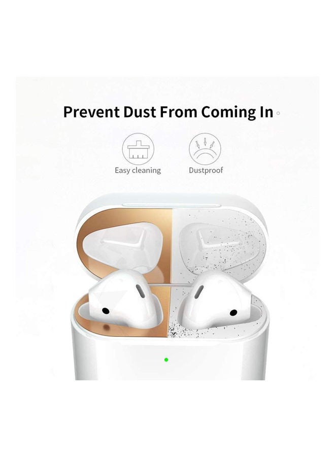 Generic - Dust Guard For Apple AirPods Ultra Thin Dustproof Metallic Sticker 18K Plated Film For Apple AirPods 2 Wireless Bluetooth Earphone White - Image 1