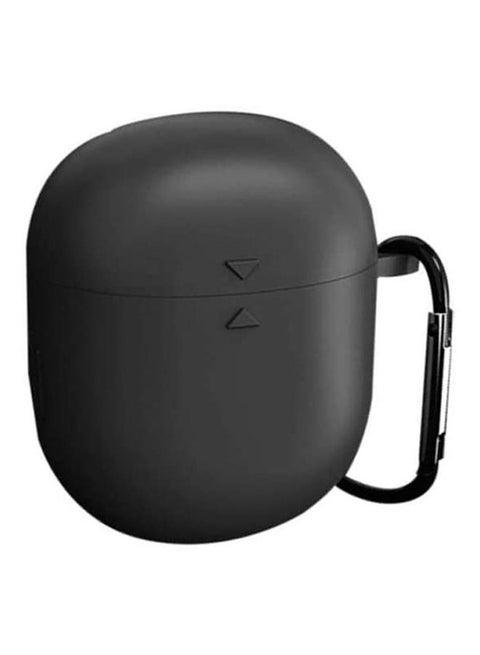 Silicone Case Soft Case Cover Skin Protector With Carabiner, Anti-Lost & Shockproof Protective Case For Vivo Tws Earphone Black
