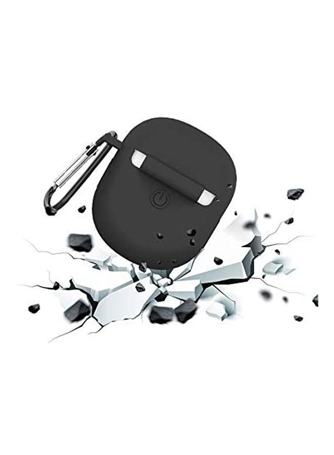Silicone Case Soft Case Cover Skin Protector With Carabiner, Anti-Lost & Shockproof Protective Case For Vivo Tws Earphone Black