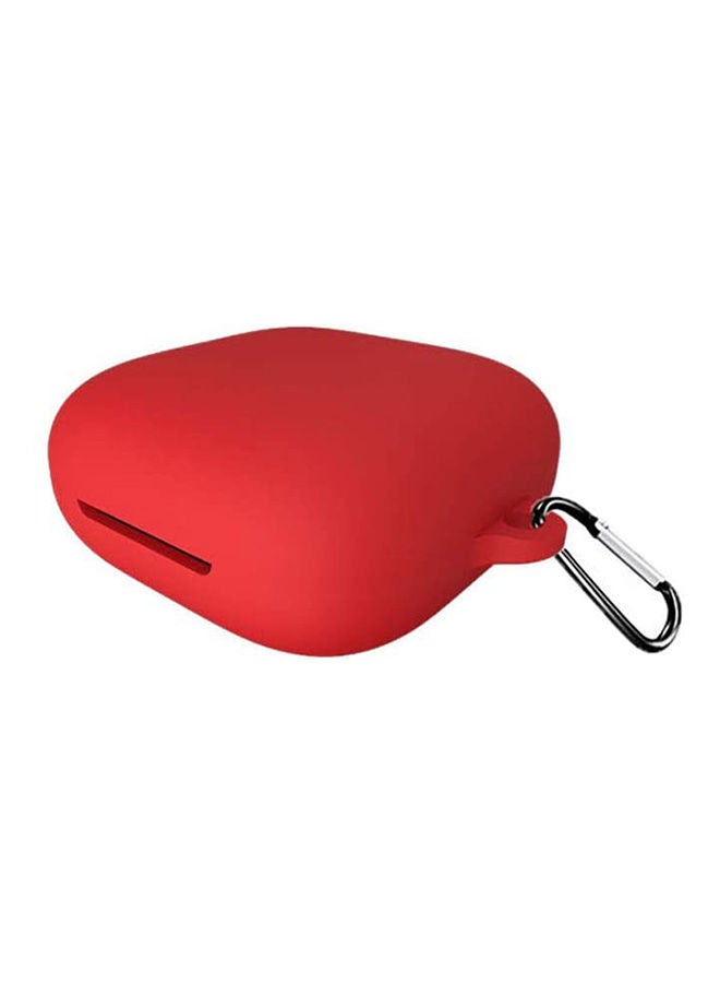 Soft Case Cover Skin Protector With Carabiner, Anti-Lost & Shockproof One-Piece Protective Case For Oppo Enco W51 Red