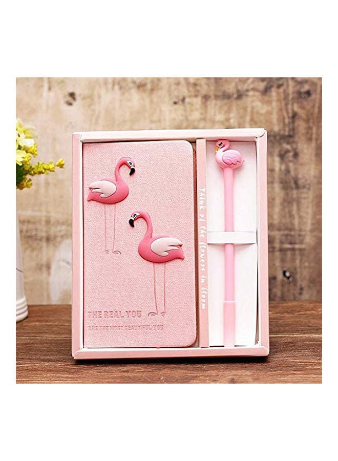 دفتر ملاحظات وردي للبنات بطبعة طائر الفلامينغو وردي - Image 2