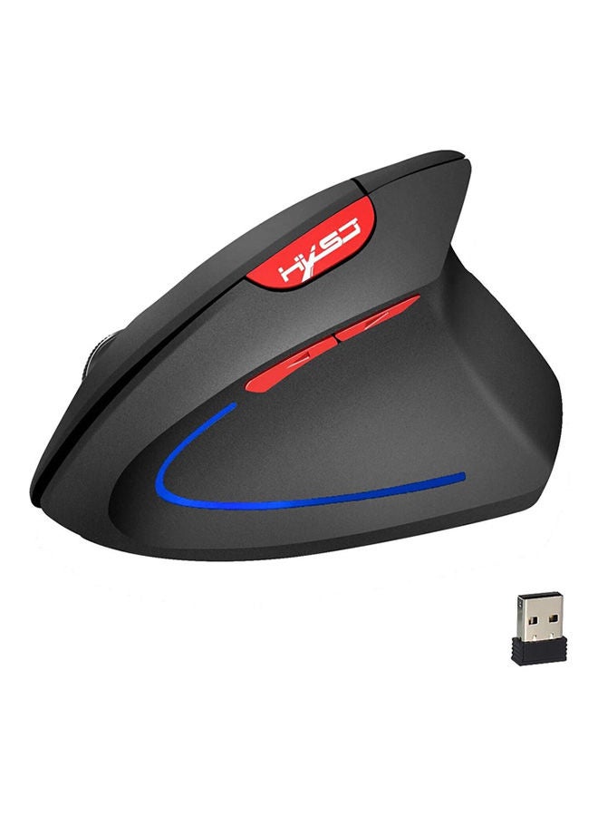 ماوس ضوئي مريح بتصميم عمودي بتردد 2.4 جيجاهرتز ودقة 2400 نقطة لكل بوصة و6 مفاتيح لأجهزة الحاسوب واللابتوب أسود - Image 1