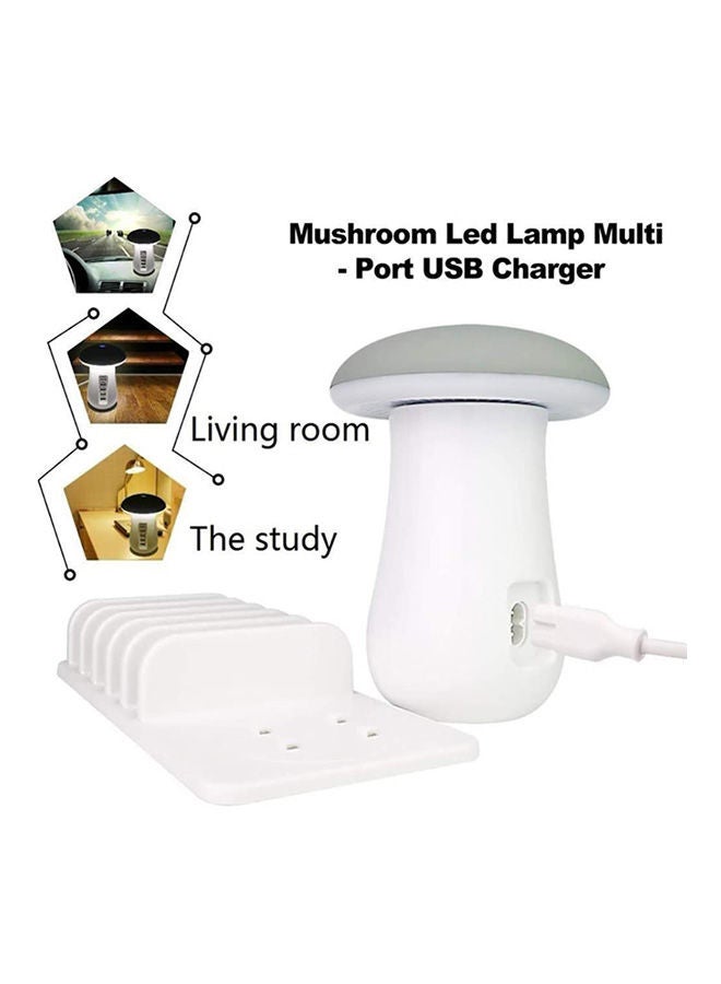 Multi Port Quick Charger 3.0 Mushroom Lamp Qc3.0 Fast Charging For Smart Phone + Led Lamp +Usb Charge Station Dock 5V 2.1A,White wireless White  - Image 2