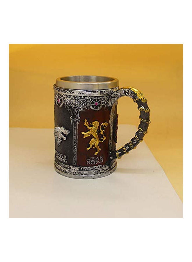 Generic - Game Of Thrones House Stark Mug The Seven Kingdoms Goblet Stainless Steel 3D Coffee Mug Drinkware Cup (C) Silver - Image 1