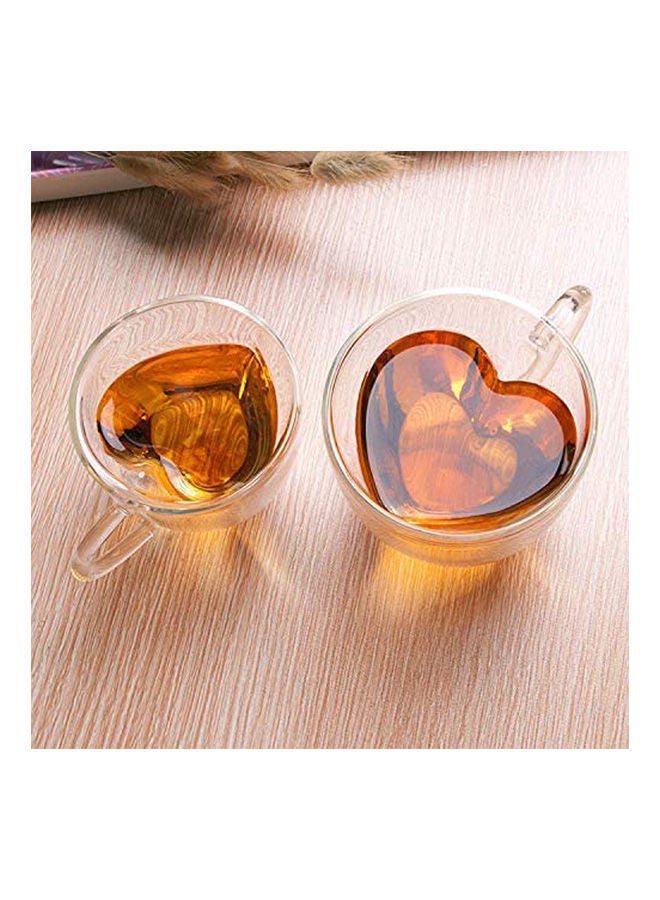 Heart Shaped Double Walled Insulated Glass Coffee Mugs Or Tea Cups, Double Wall Glass 10 Oz - Clear, Unique & Insulated With Handle Clear - Image 1