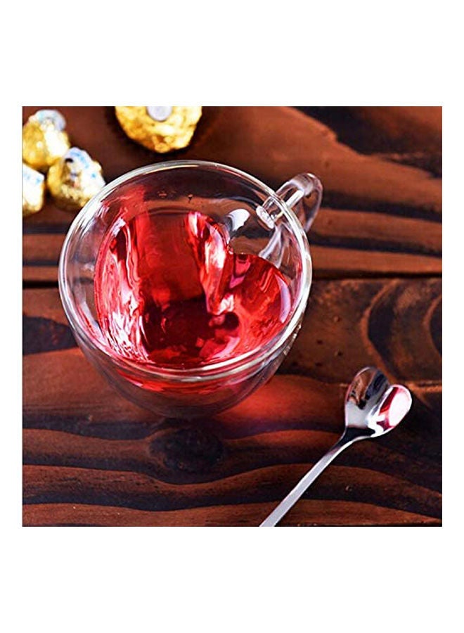 Heart Shaped Double Walled Insulated Glass Coffee Mugs Or Tea Cups, Double Wall Glass 10 Oz - Clear, Unique & Insulated With Handle Clear - Image 2