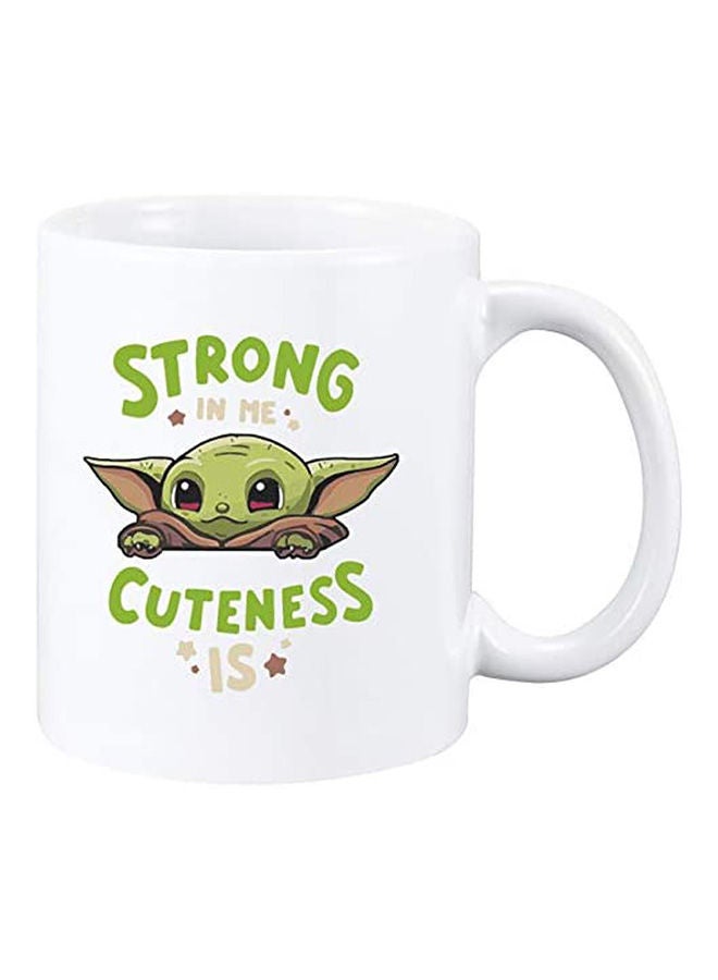 Baby Yoda Mug Strong In Me Cuteness Is Coffee Mug Plus Yoda Keychain White  - Image 1