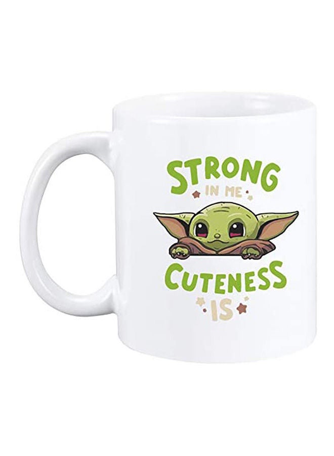 Baby Yoda Mug Strong In Me Cuteness Is Coffee Mug Plus Yoda Keychain White  - Image 2