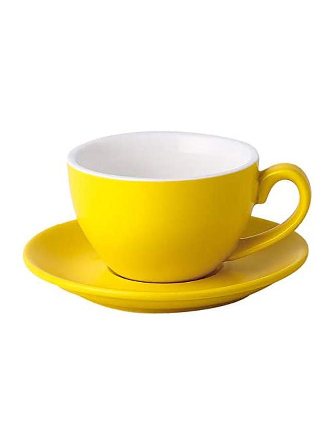 Ceramic Coffee Cup And Saucer Set yellow  - Image 1