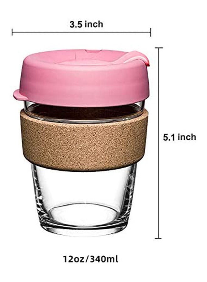 Reusable Coffee Cup Glass Travel Mug With Lid Pink - Image 2